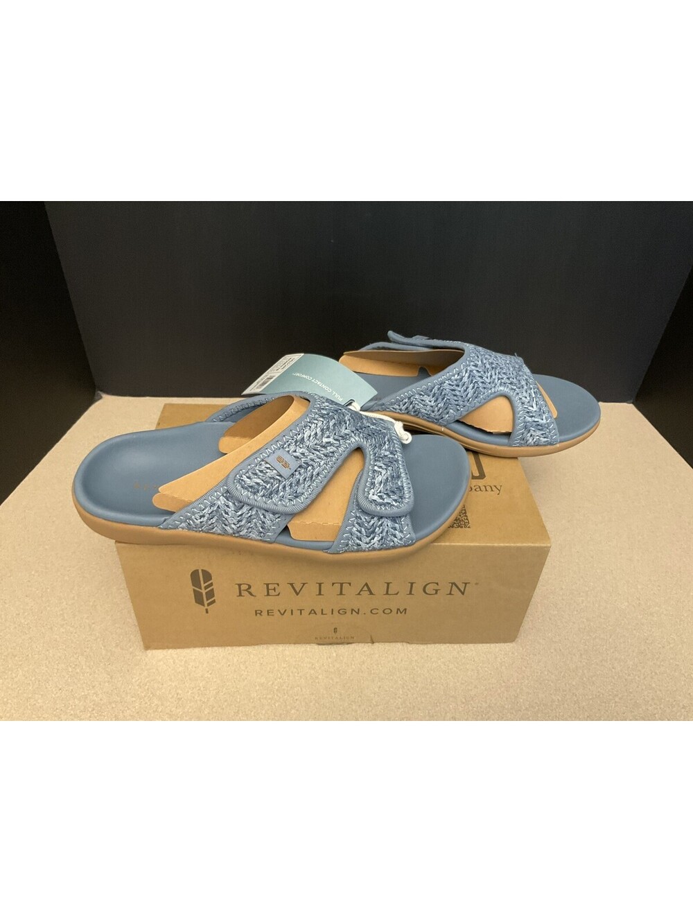 New! Womens WACO SHOE COMPANY Revitalign Kholo Denim Sandals. Size 7B. Nice!!!
